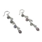 Cultured pearl dangle earrings, 'Purity of Life in Grey' - Cultured Pearl Dangle Earrings in Grey from Thailand