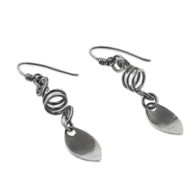 Sterling silver dangle earrings, 'Garden View' - Sterling Silver Spiral Motif Dangle Earrings from Thailand