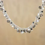 Smoky quartz and cultured pearl beaded necklace, 'Thai Magic' - Smoky Quartz and Pearl Beaded Necklace from Thailand