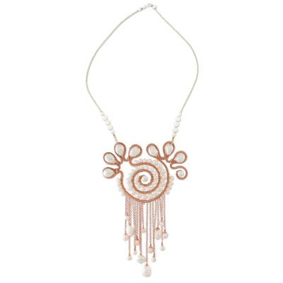 Cultured pearl pendant necklace, 'Bohemian Sojourn' - Cultured Pearl Pendant Necklace from Thailand