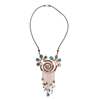 Multi-gemstone pendant necklace, 'Bohemian Sojourn' - Bohemian Style Multi-Gemstone Pendant Necklace