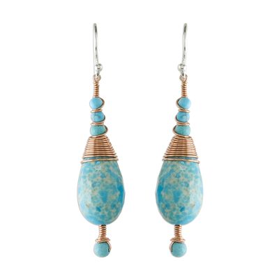 Beaded dangle earrings, 'Ornate Rain' - Magnesite and Calcite Dangle Earrings from Thailand