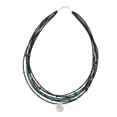 Silver beaded pendant necklace, 'Exotic Karen' - Agate and Silver Beaded Pendant Necklace from Thailand