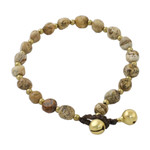 Jasper beaded bracelet, 'Earthen' - Earth Hue Jasper and Brass Beaded Bracelet from Thailand