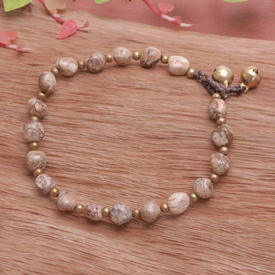 Jaspis-Perlenarmband - Jaspis- und Messingperlenarmband aus Thailand