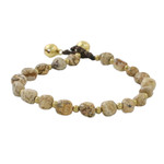 Jasper beaded bracelet, 'Earthen' - Earth Hue Jasper and Brass Beaded Bracelet from Thailand