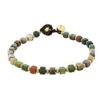 Agate beaded bracelet, 'Brilliant Day' - Colorful Agate Beaded Bracelet from Thailand