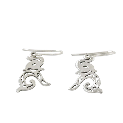 Sterling silver dangle earrings, 'Elephant Song' - Sterling Silver Elephant Dangle Earrings from Thailand