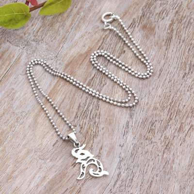 Sterling silver pendant necklace, 'Elephant Melody' - Sterling Silver Elephant Pendant Necklace from Thailand