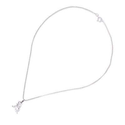 Sterling Silber Anhänger Halskette, 'Elephant Melody' - Thailändische Halskette aus Sterlingsilber mit Elefant-Anhänger