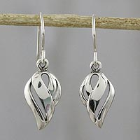 Sterling silver dangle earrings, 'Tropical Breeze' - Thai Dewdrop Shaped Sterling Silver Dangle Earrings