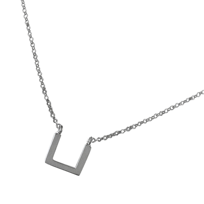 Sterling silver pendant necklace, 'Square Angles' - Angular Sterling Silver Pendant Necklace from Thailand