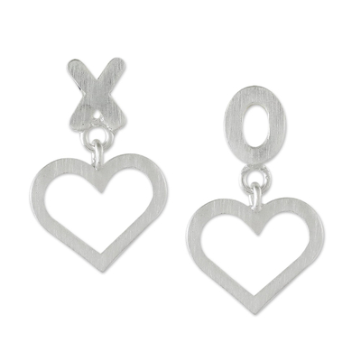 Romantic Sterling Silver Hugs and Kisses Earrings