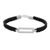 Sterling silver pendant bracelet, 'Good Form in Black' - Black Leather Macrame and Silver Pendant Bracelet