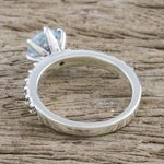 Blue topaz and marcasite solitaire ring, 'Victorian Soliloquy' - Solitaire Ring with Three-Carat Blue Topaz and Marcasite