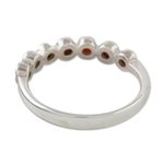Garnet anniversary ring, 'Garland of Joy' - Handcrafted Thai Sterling Silver and Garnet Anniversary Ring
