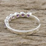 Amethyst anniversary ring, 'Garland of Joy' - Modern Sterling Silver and Amethyst Anniversary Ring