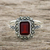 Garnet and marcasite cocktail ring, 'Joyous Solitude' - Garnet and Marcasite Sterling Silver Ring from Thailand (image 2) thumbail