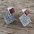 Onyx and marcasite drop earrings, 'Deco Delight' - Deco Look Red-Orange Onyx and Marcasite Drop Earrings (image 2b) thumbail