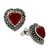 Onyx and marcasite button earrings, 'Victorian Heart' - Heart Shaped Enhanced Onyx and Marcasite Button Earrings (image 2c) thumbail