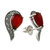 Onyx and marcasite button earrings, 'Victorian Lady' - Button Earrings with Marcasite and Orange-Red Onyx (image 2c) thumbail