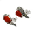 Onyx and marcasite button earrings, 'Victorian Lady' - Button Earrings with Marcasite and Orange-Red Onyx (image 2d) thumbail