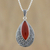 Onyx and marcasite pendant necklace, 'Scarlet Dance' - Red Onyx Pendant Necklace from Thailand (image 2) thumbail