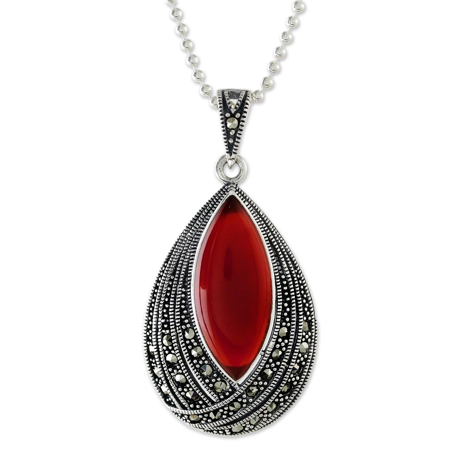 UNICEF Market | Red Onyx Pendant Necklace from Thailand - Scarlet Dance