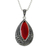 Onyx and marcasite pendant necklace, 'Scarlet Dance' - Red Onyx Pendant Necklace from Thailand (image 2a) thumbail