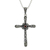 Onyx and marcasite pendant necklace, 'Victorian Cross' - Cross Pendant Necklace with Marcasite and Onyx thumbail