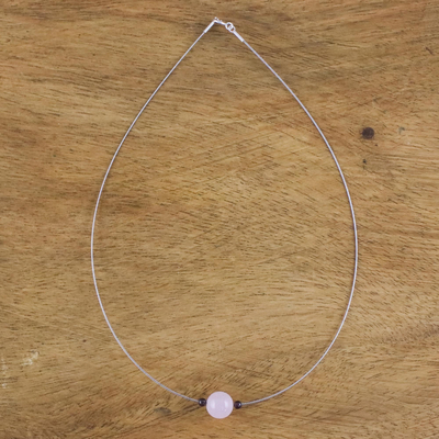Rose quartz and garnet pendant necklace, 'Touch of Rose' - Rose Quartz and Garnet Pendant Necklace from Thailand
