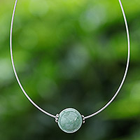 Jade pendant necklace, 'Trajectory'