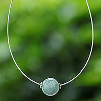 Jade pendant necklace, 'Trajectory'