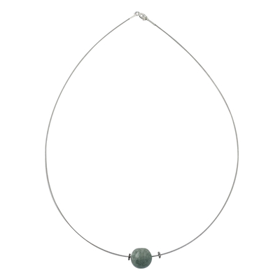 Halskette mit Jade-Anhänger - Minimalistische Jade-Anhänger-Halskette aus Edelstahl