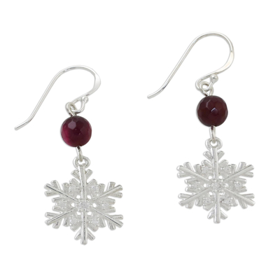 UNICEF Market  Sterling Silver Snowflake Earrings with Chalcedony - Winter  Wonderland