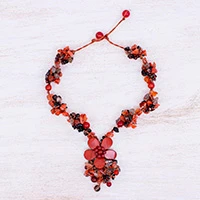 Featured review for Multi-gemstone beaded pendant necklace, Dazzling Bloom