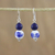 Lapis lazuli and ceramic dangle earrings, 'Ming Lotus' - Artisan Handmade 925 Sterling Silver Lapis Lazuli Earrings (image 2) thumbail