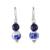 Lapis lazuli and ceramic dangle earrings, 'Ming Lotus' - Artisan Handmade 925 Sterling Silver Lapis Lazuli Earrings thumbail