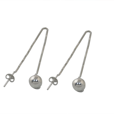 Sterling silver threader earrings, 'Feminine Dance' - Thai Artisan Handmade 925 Sterling Silver Threader Earrings