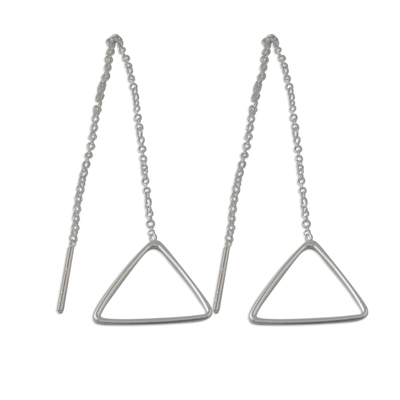 Sterling silver threader earrings, 'Icy Home' - Artisan Handmade Thai 925 Sterling Silver Threader Earrings