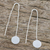 Sterling silver threader earrings, 'Tiny Moons' - Circular Sterling Silver Threader Earrings from Thailand (image 2) thumbail
