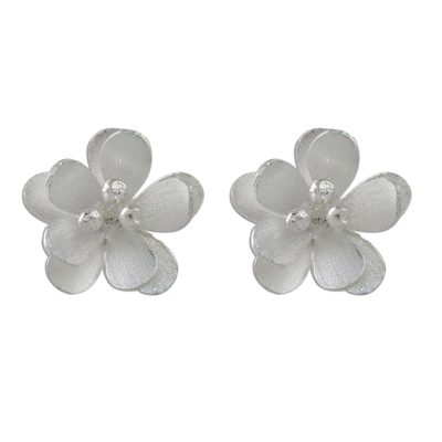 Flower-Shaped Sterling Silver Button Earrings from Thailand - Fantastic ...