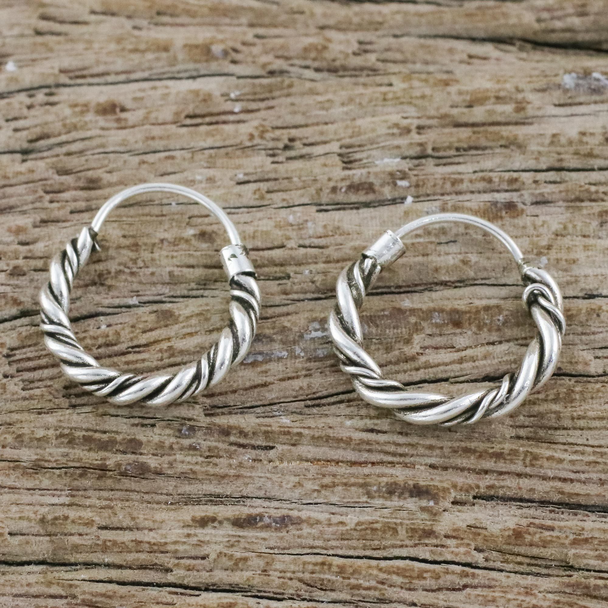 UNICEF Market Hand Crafted Sterling Silver Hoop Earrings from