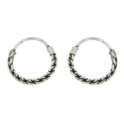 Hand Crafted Sterling Silver Hoop Earrings from Thailand
