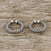 Sterling silver ear cuffs, 'Sleek Twist' - Pair of Modern Thai Sterling Silver Ear Cuff Earrings