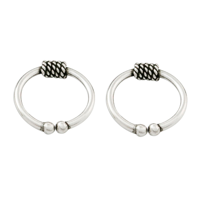 Sterling silver ear cuffs, 'Sleek Braid' (pair) - Pair of Modern Thai Sterling Silver Ear Cuff Earrings
