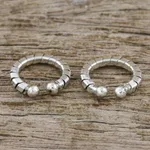 Sterling silver ear cuffs, 'Modern Link' (pair) - Hand Crafted Thai Sterling Silver Ear Cuff Earrings (Pair)
