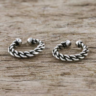 Sterling silver ear cuffs, Stylish Rope (pair)