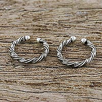 Sterling silver ear cuffs, 'Stylish Twist' - Twisting Sterling Silver Ear Cuffs from Thailand