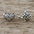 Sterling silver stud earrings, 'Petaled Hearts' - Floral Heart-Shaped Sterling Silver Earrings from Thailand (image 2b) thumbail